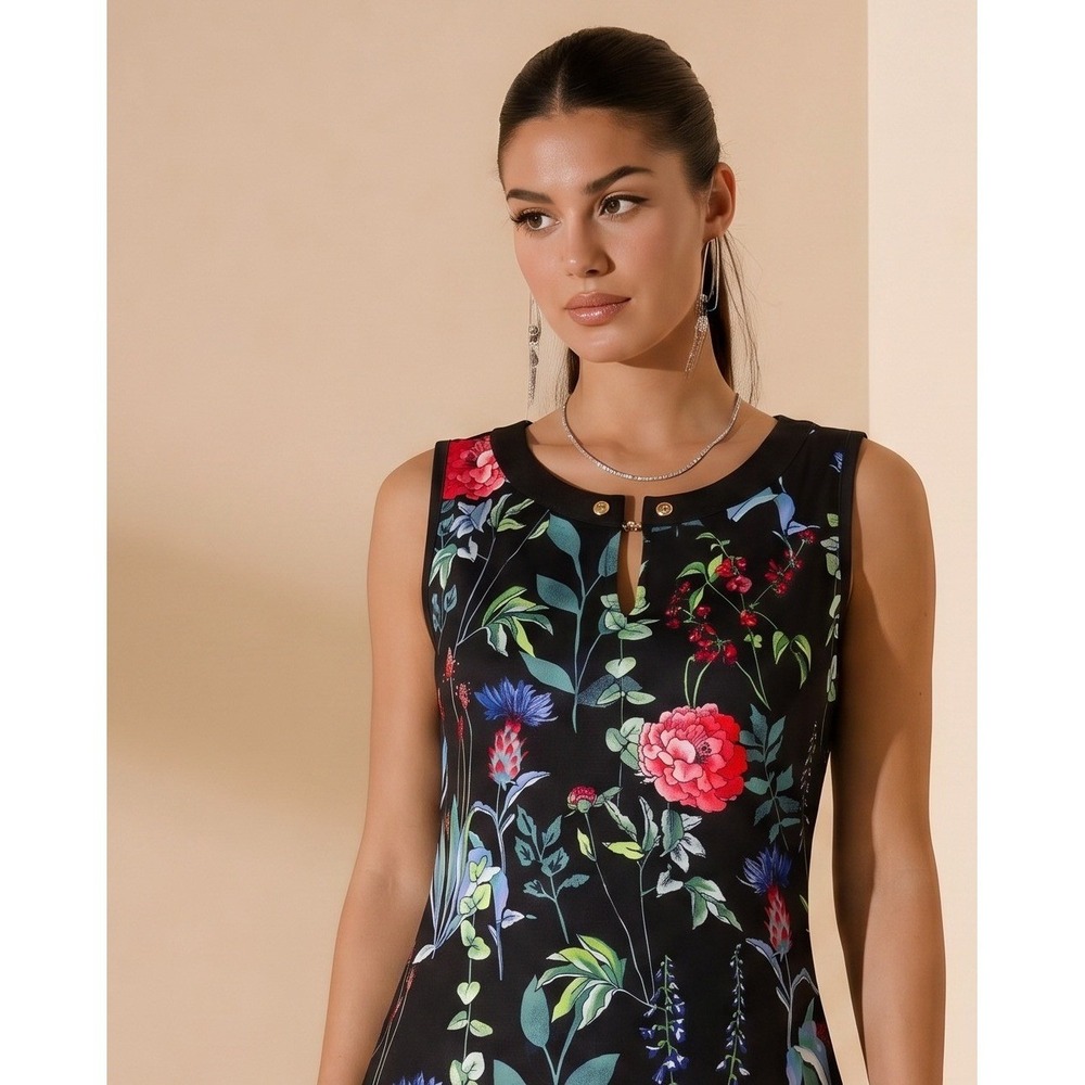 Tommy Hilfiger Sleeveless Tank Floral Indian Summer Print Women Size M Black NWT